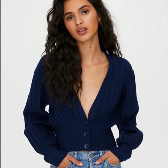 Like new Aritzia Wilfred Plunge Cardigan Navy Size XS - Picture 1 of 4